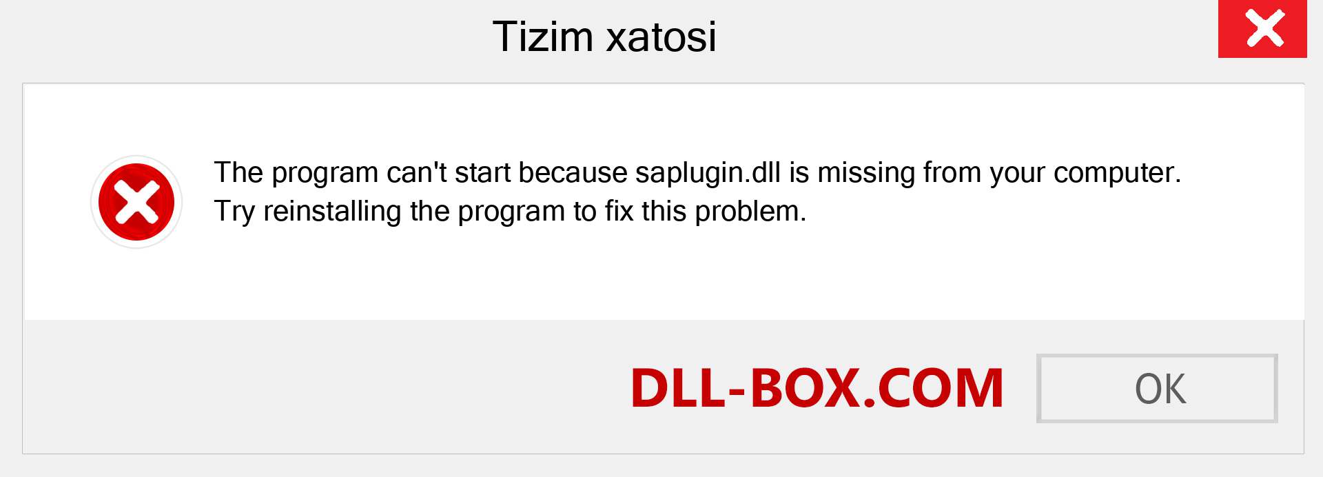 saplugin.dll fayli yo'qolganmi?. Windows 7, 8, 10 uchun yuklab olish - Windowsda saplugin dll etishmayotgan xatoni tuzating, rasmlar, rasmlar